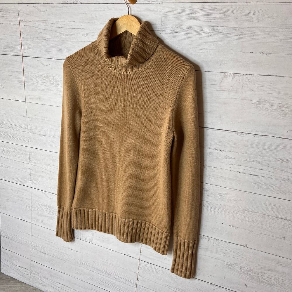 J Crew Sweater Womens Size Medium Camel Italian-Spun 100% Cashmere Turtleneck - Picture 5 of 16